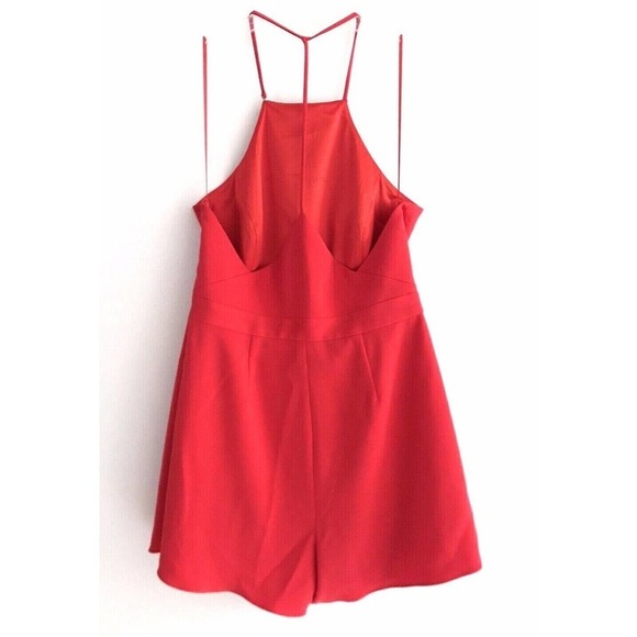Jay Godfrey | Oahu Shore Halter Romper Jumpsuit Size 10 Red Open Back - Picture 4 of 11
